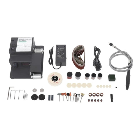 Heavy Duty Brushless Belt Sander With Hella Fine Tune Speed Dial For Sweeter Wood And Metal Grinding Projects Delivering Zero To Ten Thousand RPM Power Output Anywhere tools and accessories layout