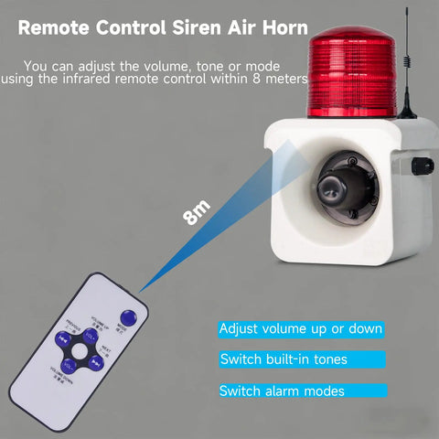 Straight Up Heavy Duty Wireless Alarm Siren With Bright Led Strobe And Loud 120Db Horn, Long Range Remote Control Built Tough For Warehouse Theft Deterrent And Factory Loss Prevention, Ac 110V