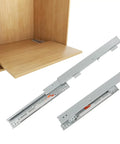 Full Extension Undermount Drawer Slides With Smooth As Butter Soft Close Action, showing undermount rails and pull-out shelf.