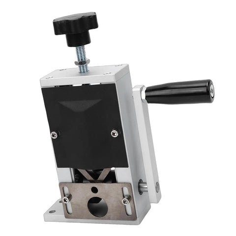 Hand Crank Wire Stripping Machine For 21mm Diameter Cables, portable tool with steel frame and adjustable clamp.