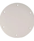 Designer Series Screw Down Deck Plates For Boats And RVs, 6 Inch Outer Diameter, white non corrosive marine deck access top view
