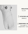 Army Leather Heli Ski 3 Finger Women's Leather Snow Glove for Skiing Snowboarding and Mountaineering in grey, insulation detail