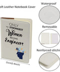 Leather Engineer Notebook Cover For Women, waterproof journal case with inspiring quote, A5 size, durable stitching