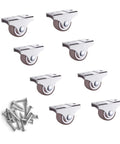Set Of 8 1 Inch Fixed Caster Wheels With Screws Low Profile Non Marking Silent Mini Casters For Cart Brown Easy Glide For Light Duty Carts