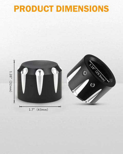Black Front Axle Nut Cover Cap CNC Aluminum Compatible With Harley Davidson Touring Road King dimensions illustration
