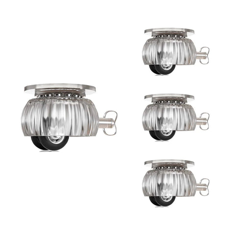 Set of 4 self-adhesive caster wheels with brake and 360-degree swivel for appliances and furniture mobility.