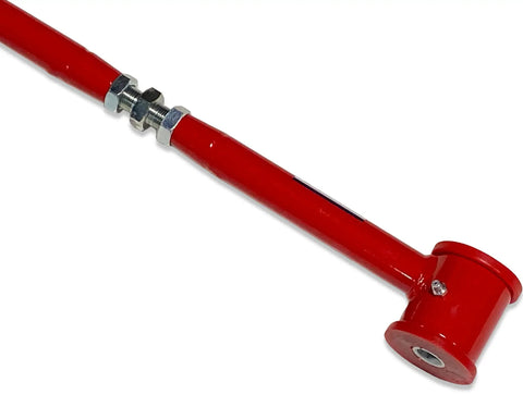 Adjustable Rear Panhard Track Bar With Polyurethane Bushings For 2002 2009 GM Trailblazer Envoy SSR Bravada Lifted Or Lowered Ride Height Easy Bolt In Installation Red, red steel tube