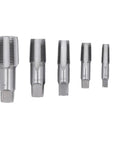 Rock Solid Six Piece NPT Pipe Tap Set Made From Super Strong Carbon Steel For Easy Plumbing Repairs, PVC Fitting Fixes And Auto Work Including Rethreaded Jobs On 18 To One Inch Pipes, six taps