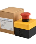 Industrial Red Mushroom Emergency Stop Switch Station 1NO 1NC DPST Push Button Switch Latch Action 660V 10A Waterproof