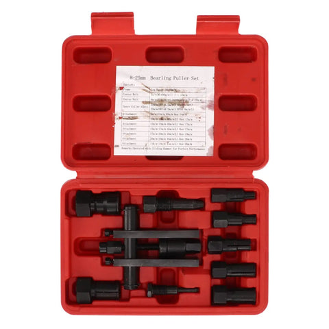 Badass 10 Piece Internal Bearing Removal Tool Kit For Ultimate Motorcycle Maintenance And Repair Featuring A Tough Storage Case For Mechanics Who Love Dirty Jobs And Own Your Ride Like A Boss Everytime You Try. 10-piece steel bearing puller set in red case