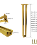 Beefy 4 Pack Heavy Duty Stainless Steel Furniture Legs Adjustable 60 To 110 Cm 500 Kg Capacity Gold or Black Finish with screws