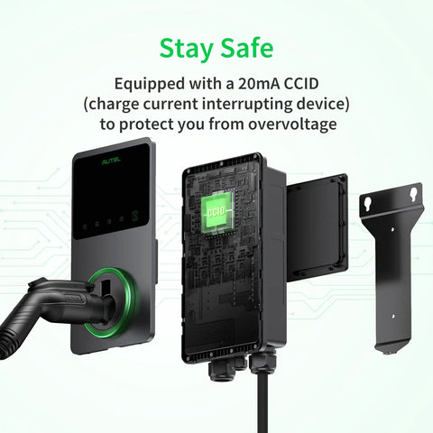 Level 2 EV Charger 50 Amp Smart AI Electric Vehicle Charger With Wi Fi And Bluetooth EVSE cutout showing CCID device