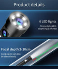 Tough Waterproof Mini Endoscope Camera With Crisp 2MP HD Video Six Bright LED Rings And A Slick Eight Millimeter Probe close-up of LED lights and focal depth details