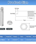 10Pcs Slotted Cylindrical Pins With Nuts M2 X 14mm 304 Stainless Steel Dowel External Thread Locating Pin Slotted Screw For Cabinet And Furniture Installation DIY Friendly Hardware product size diagram