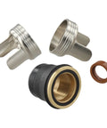 Four Pc Plasma Torch Consumables For Pt60 And Pt45 Cutters Designed For Harbor Freight 60 Amp Models showing stainless steel shield cup and swirl ring.