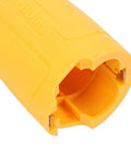 Badass Compact Cordless Drill Driver With 0 To 600 Rpm Speed And 15 Newton Meter Torque For Drywall Assembly Woodworking And Heavy Duty Home Repair Grind Tool, close-up of yellow battery compartment.