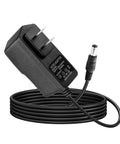 Versatile 9V AC DC Power Supply Adapter with plug and cord for guitar effects pedals and pedalboards visible against white background.