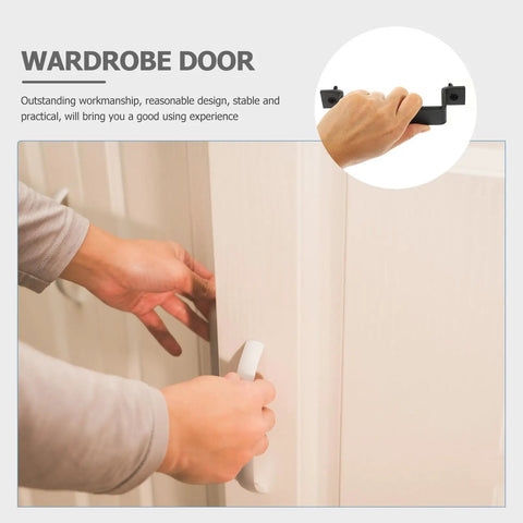 Hand holding 2 Pack Barn Door Handles Beefy Metal Sliding Door Pull Handles for Cabinet with Comfortable Grip, black hardware