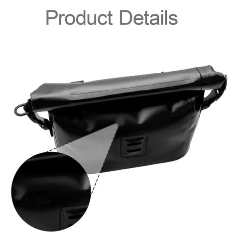Waterproof Bicycle Handlebar Bag Expandable Cycling Pack IPX6 500D PVC 7L Bikepacking Gear, close-up of side details