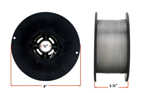ER5356 MIG Aluminum Welding Wire 6 Spools 0.035 Inch Diameter 1 Lb Each showing spool dimensions and wire detail