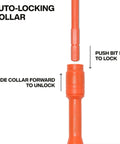 Insulated 10 In 2 Multi Bit Screwdriver Set With Auto Locking Collar 1000V Rated in-handle bit close-up showing locking feature