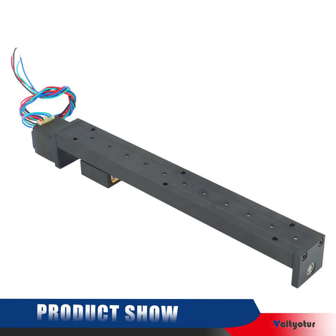 200mm Travel Mini Linear Rail Guide With T6x1 Lead Screw And NEMA11 Stepper Motor For CNC Router X Y Z Linear Stage Actuator Built For Heavy Duty Precision And Smooth Motion For Pro Grade Machining, black housing with wiring
