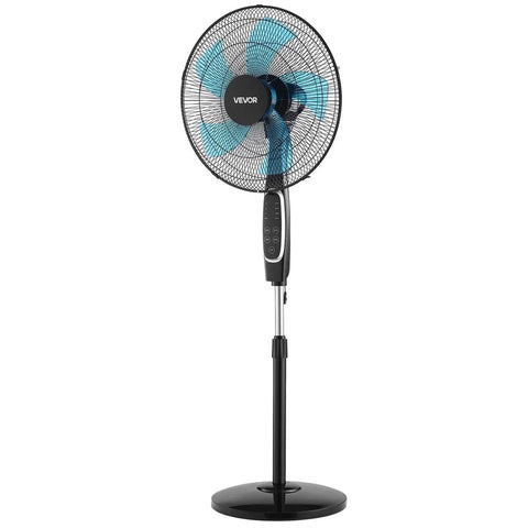 18 Inch Pedestal Fan With Remote Control And Killer Airflow 9 Speed Settings 3 Modes Oscillating Adjustable Height Quiet DC Motor