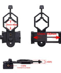 Universal Cell Phone Mount Adapter For Telescope Binocular Monocular Spotting Scope Eyepiece 25 To 48mm Diameter Fits 1.25 Inch Eyepieces