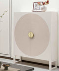 Elegant cabinet with decorative concentric design and gold handle, showcasing Auspicious Chinese Pattern Hardware for Classic Home Renovation.
