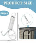 40-pack metal finger-spring latch hooks for rabbit cages; silver finish with ring and hook.