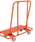 Heavy Duty Drywall Trolley Equipped With Ball Bearing Swivel Wheels For Quick Job Site Hauling And Easy Material Moving High Capacity Platform Cart For Contractor Crews And Movers with orange frame and swivel casters