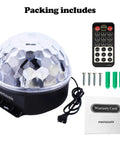 Disco Ball DJ Strobe Light With 6 Color Modes, 7 Inch Big Size, sound-activated with remote, power cord, and mounting kit