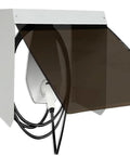 All Weather Steel Awning EV Charger Cover Wall Mount Shield For Universal Outdoor Electric Vehicle Stations, angled view, showcasing weatherproof design.