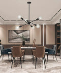 Sputnik 8 Light Dope Vintage Industrial Ceiling Light Semi Flush Mount Pendant in modern dining room with globe bulbs