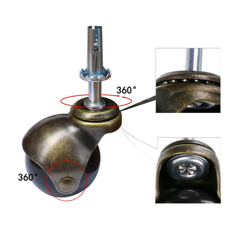 Slap These Dang Solid Ball Caster Wheels Onto Your Vintage Furniture Replacement Quiet Polyurethane Swivel Castors That Roll Smooth As Butter Across Hardwood Floors In Seconds, 360-degree view of a brown polyurethane caster.