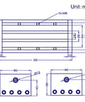 Beefy 250mm Linear Rail Guide With Double Optical Axis And SFU1605 Ballscrew 5mm Lead Manual Sliding Table For CNC Router Machines High Hardness Metal Construction 250mm Travel dimension drawing with 330mm length