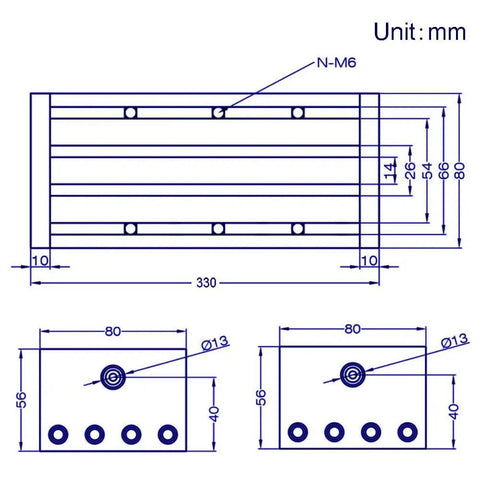 Beefy 250mm Linear Rail Guide With Double Optical Axis And SFU1605 Ballscrew 5mm Lead Manual Sliding Table For CNC Router Machines High Hardness Metal Construction 250mm Travel dimension drawing with 330mm length