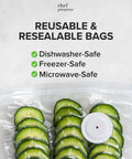 Reusable Vacuum Sealer Bags For Food 30 Pack Small 8x10 Inches BPA Free Odor Resistant Leak Proof