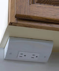 Under Cabinet Power Distribution Box Slim Fit White Metal For TV DVD And Security Systems Under Wooden Cabinet
