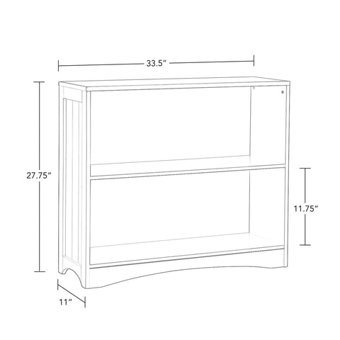 Diagram of Two Large Open Shelves Toy Organizer Bookcase With Beadboard Side Panels Gray Finish Holds Up To 75 Lbs Total