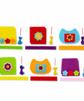 Beginner Sewing Kit For Kids Ages 6 And Up, includes six colorful felt bag pieces with handles and safe plastic needles.