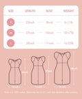 Size chart for Arms Up Newborn Swaddle Sleep Bag 0-3 Months, including bust, length, and weight ranges