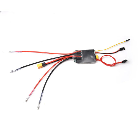 Dual 30A Brushed ESCs For 2 To 6S RC Vehicles Bidirectional Control With PWM Input And Superior Heat Dissipation, wiring visible