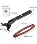 Heavy Duty Belt Sander Attachment Bracket Compatible With 100Mm And 125Mm Angle Grinders, black steel design with six grit belts.