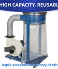 Upgraded Clear Heavy Duty Dust Collection Bags 6 Pack for Woodworking Projects attached to dust collector