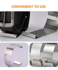 Slick Stainless Steel Belt Rack And Closet Display Stand For Fashion Gear Flexible Storage Organizer showcasing curved slots for belts.