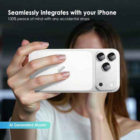 Person holding iPhone 17 Pro with Camera Lens Protector For iPhone 17 Pro And 17 Pro Max 9H Tempered Glass Camera Cover With Silver Metal Ring