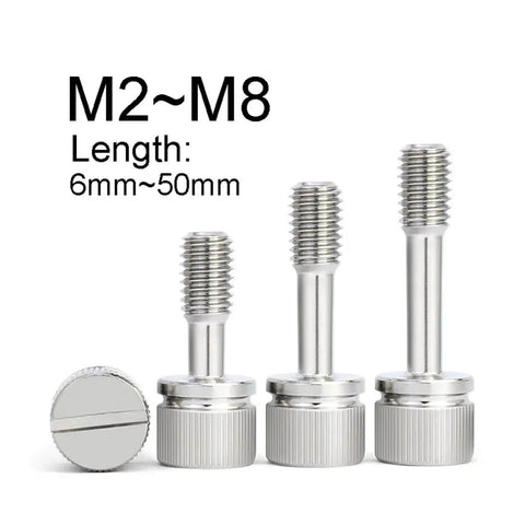 Stainless Steel Knurled Thumb Screws Set For Computer Case Bolts Grip It By Hand With Knurl Head M2 Through M8 Five Pieces Rust