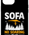 Hang Glider Pilot Phone Case For 15 Plus With Sofa No Soaring Design showcasing glider above forest silhouette.