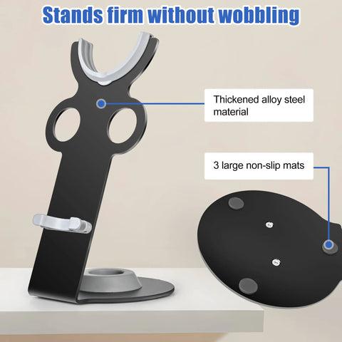 Dyson Supersonic Hair Dryer Stand With Aluminum Alloy Bracket And Power Plug Holder showing thickened alloy material and non-slip mats